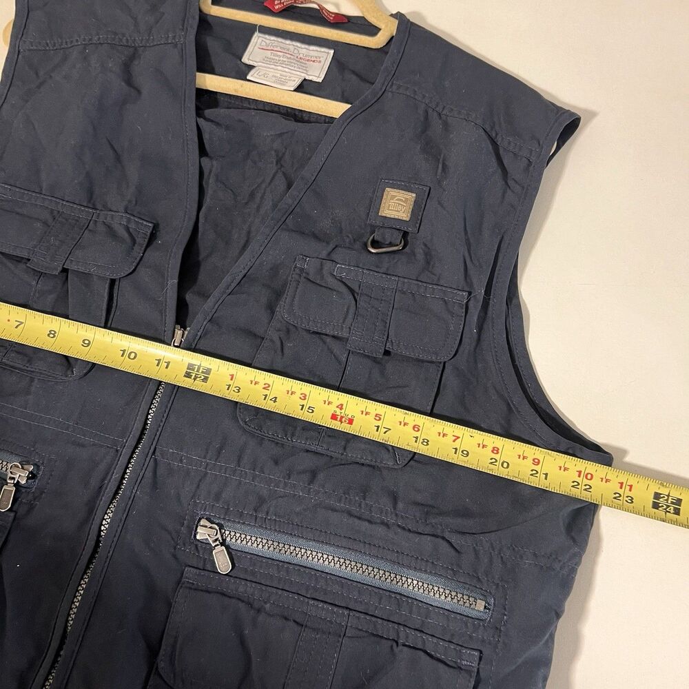 Tilley Endurables Utility Vest Mens L Blue Pockets Safari Fishing Outdoor Casual - Picture 4 of 6